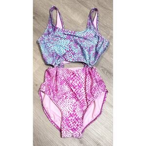More Than Magic Girl's Purple Blue Pink Snake Print One Piece Swimsuit XL 14/16